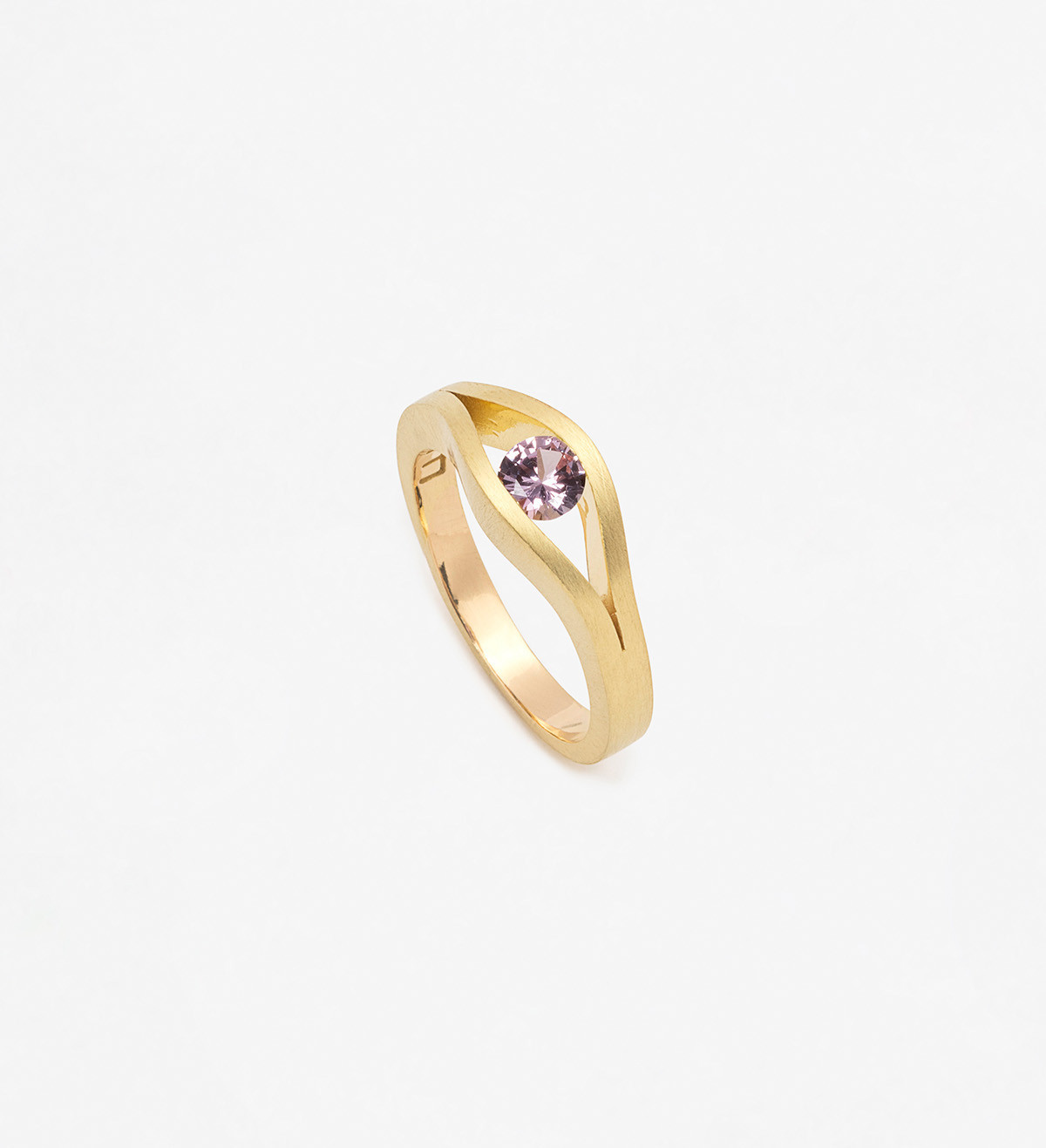 Solitari or groc Safir rosa 0,37ct rosa