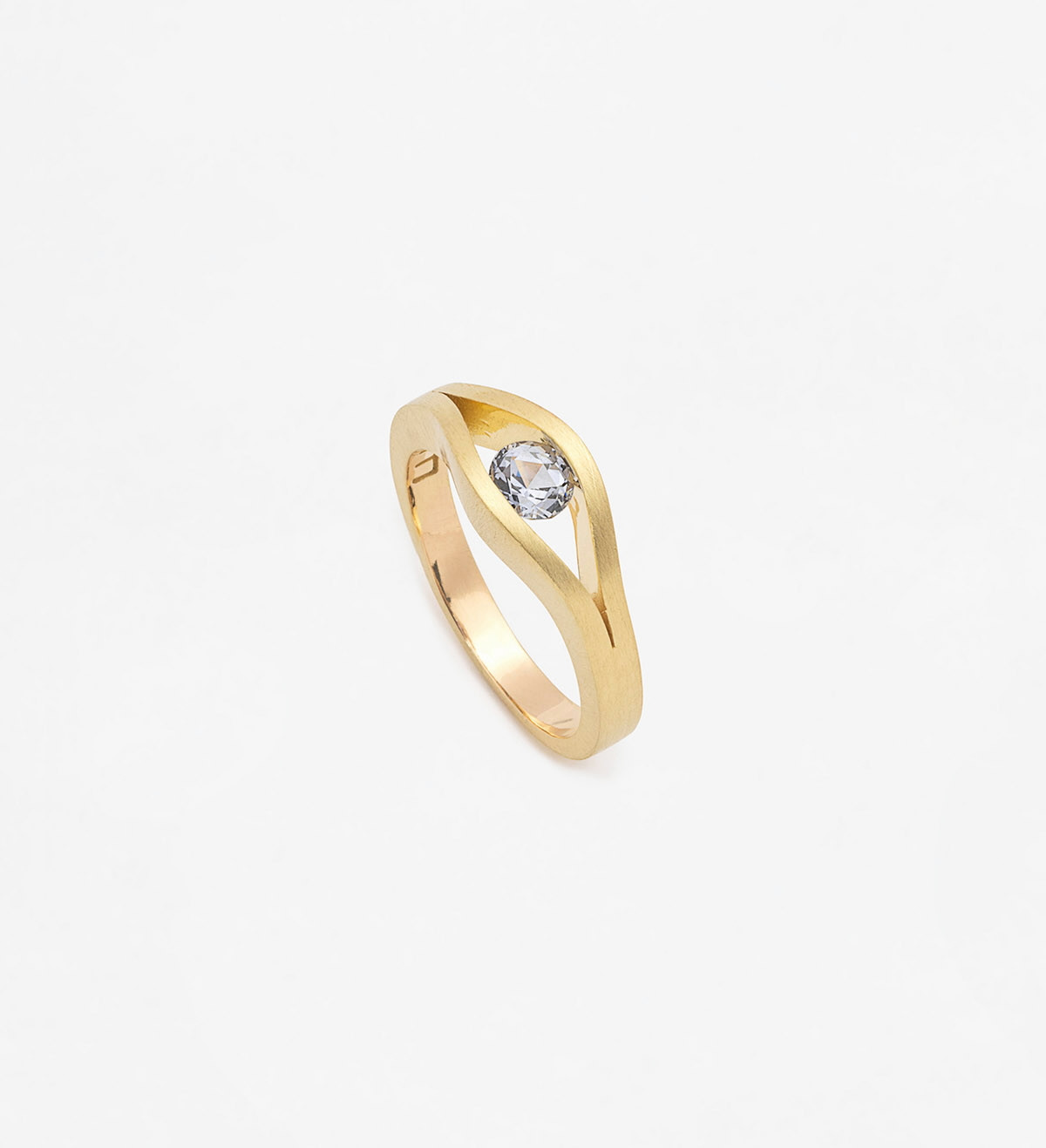 Solitari or groc i safir blau Wennick-Lefèvre 0,36ct