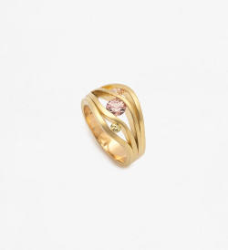 Solitari or i safir taronja Wennick-Lefèvre 0,65ct