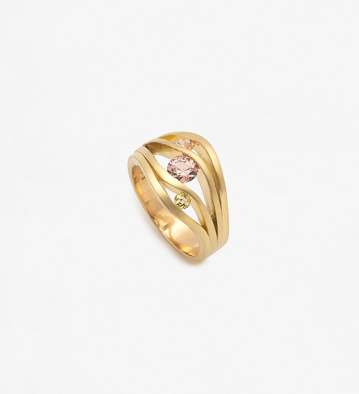 Solitari or i safir taronja Wennick-Lefèvre 0,65ct