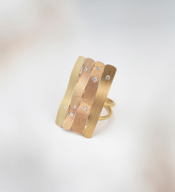 Anell Oceà en or i diamants (0,125 ct)