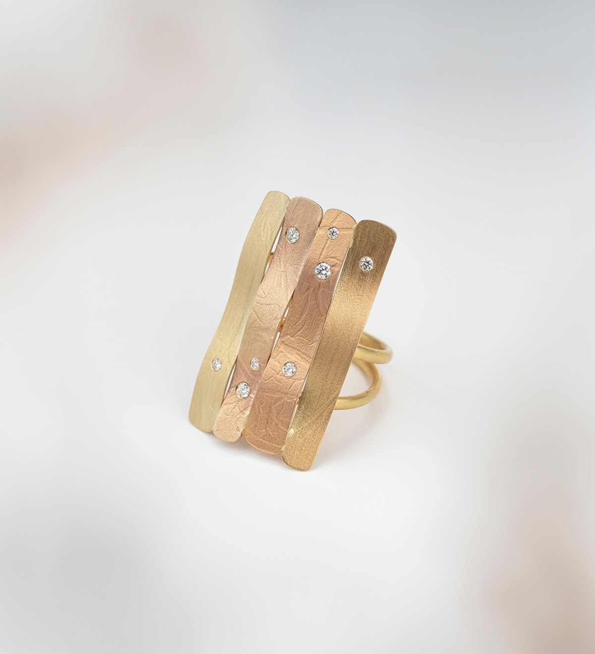 Anell Oceà en or i diamants (0,125 ct)